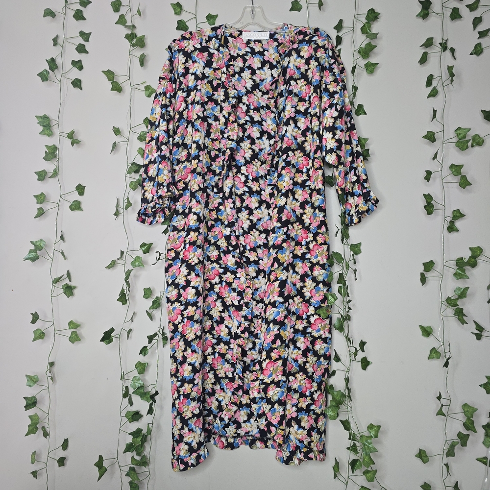 Vintage Colorful Floral Ruffles Robe